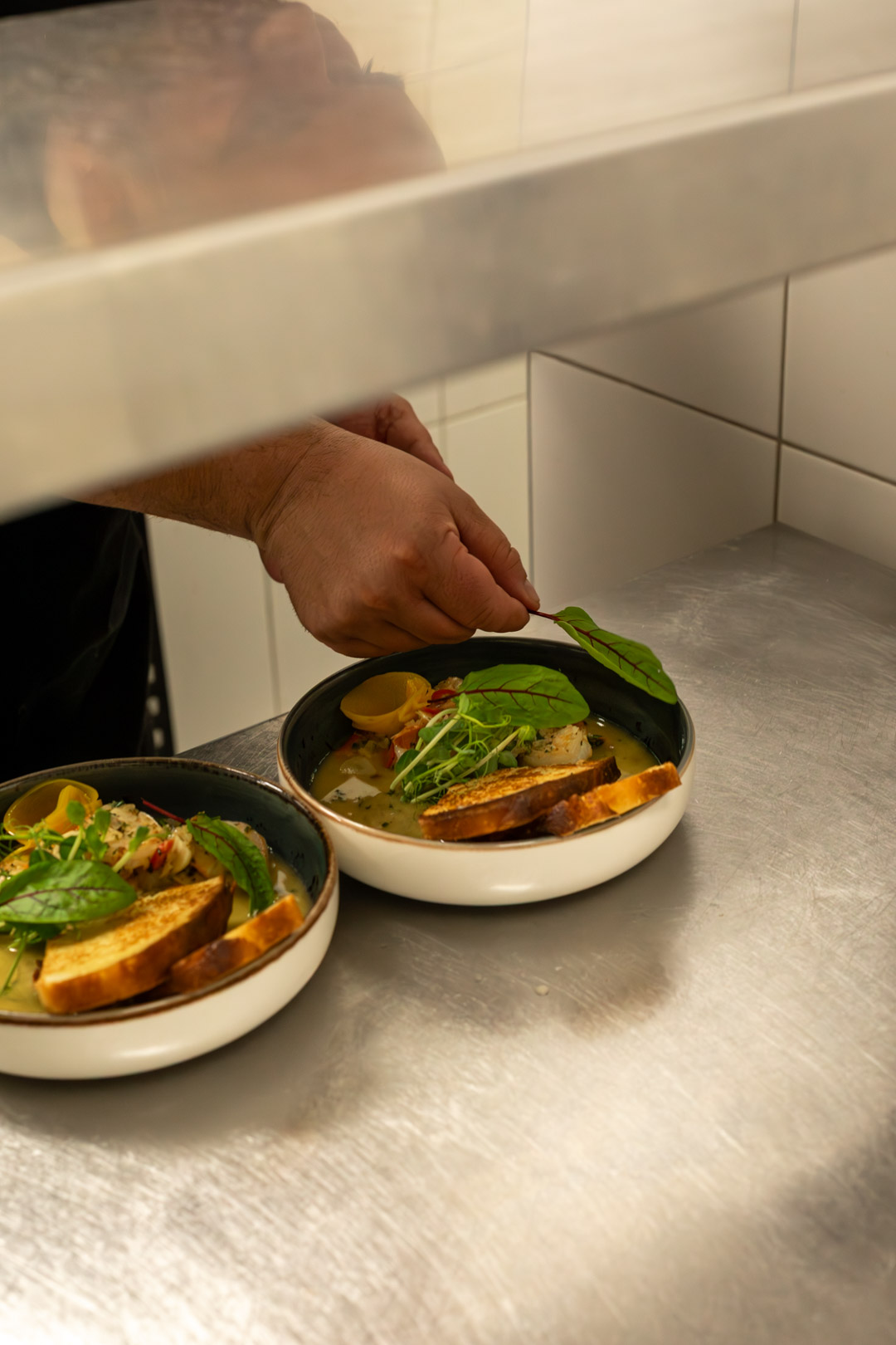 Restaurant interior prepared for service
